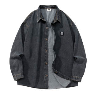TALKING TOM Shirts Unisex Pointed Collar Moderate Denim