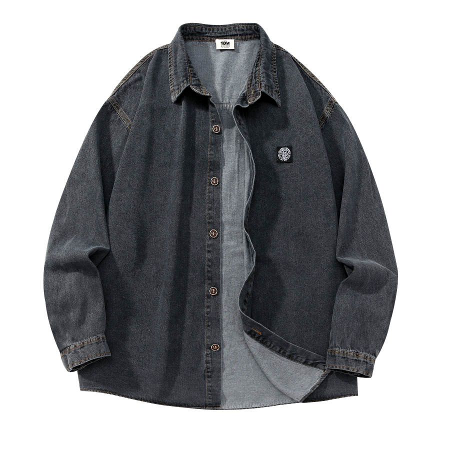 TALKING TOM Shirts Unisex Pointed Collar Moderate Denim