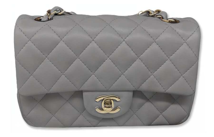 CHANEL Lambskin & Metal Shoulder Bag, Crossbody Bag Mini Women's Gray