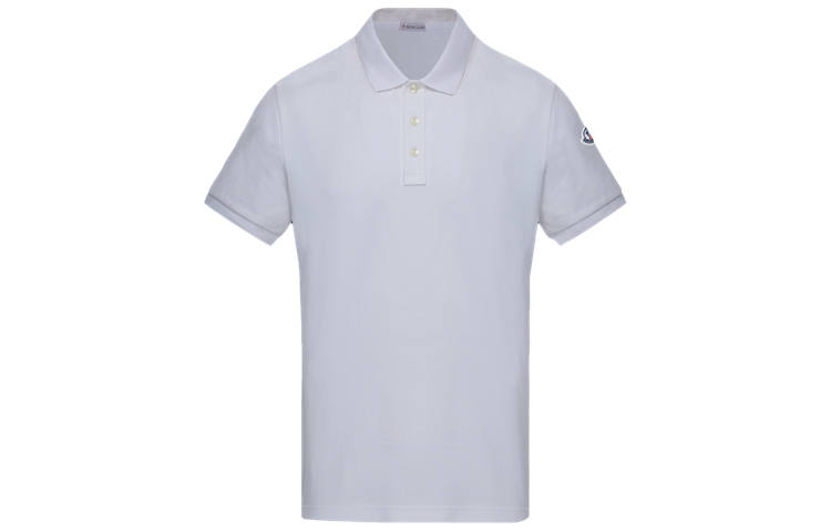 Moncler Polo Shirts Men's Ivory White Polo Collar Moderate Straight Fit