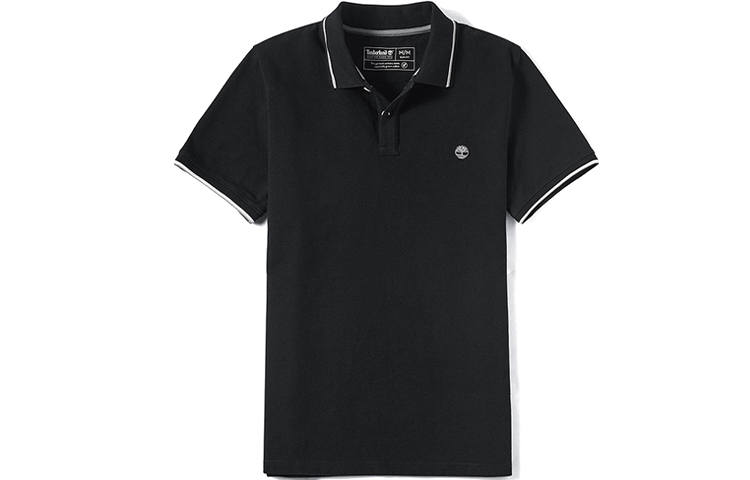 Timberland Polo Shirts Men's Black Polo Collar Moderate Straight Fit