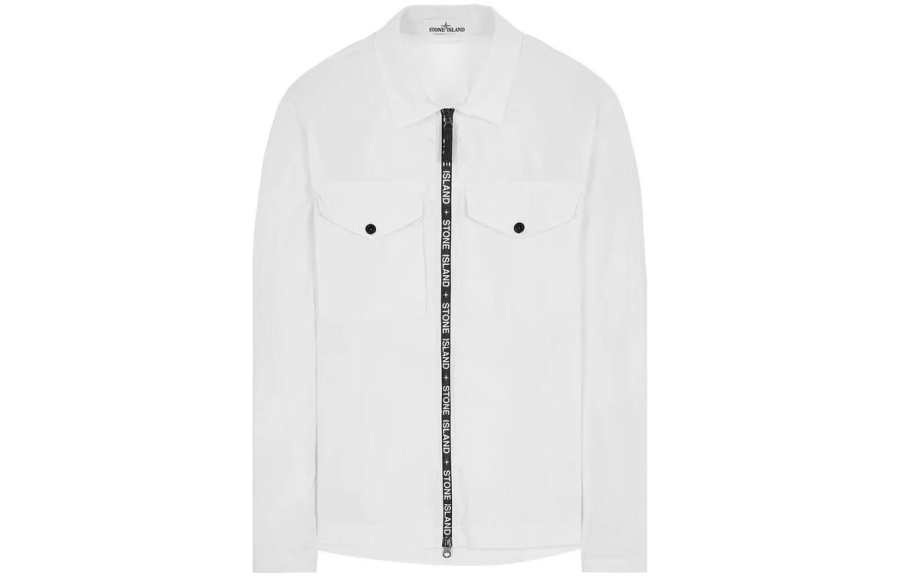 STONE ISLAND Shirts Men's White Lapel Moderate Other