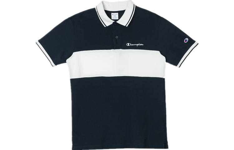 Champion Polo Shirts Men's Navy Blue Polo Collar Moderate Straight Fit