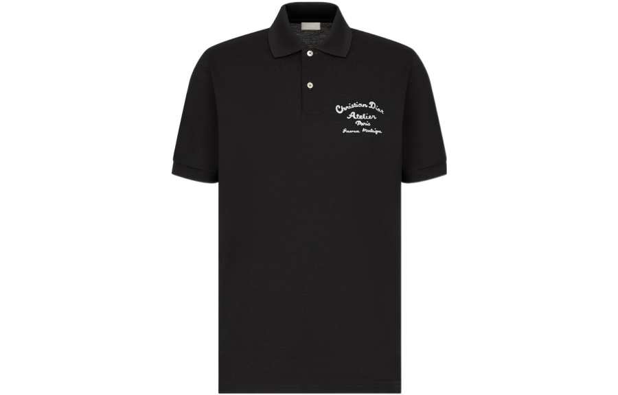 DIOR Quarterly New Products Polo Shirts Men's Black Polo Collar Moderate Straight Fit