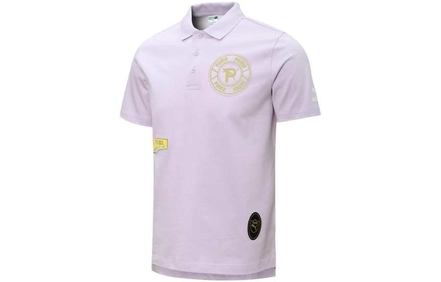 PUMA Polo Shirts Unisex Purple Polo Collar Moderate Straight Fit