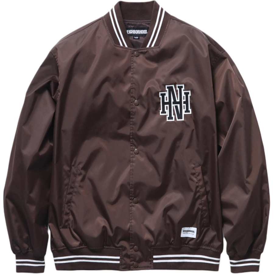 Neighborhood logo-patch baseball jacket