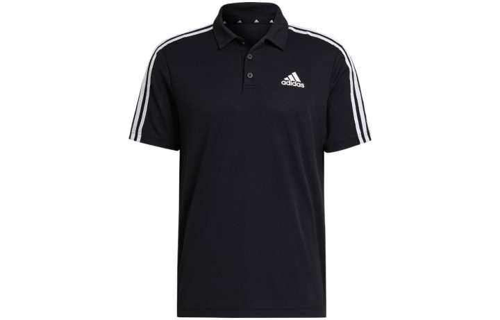 Adidas Adidas Polo Shirts Men's Black Polo Collar Moderate Straight Fit