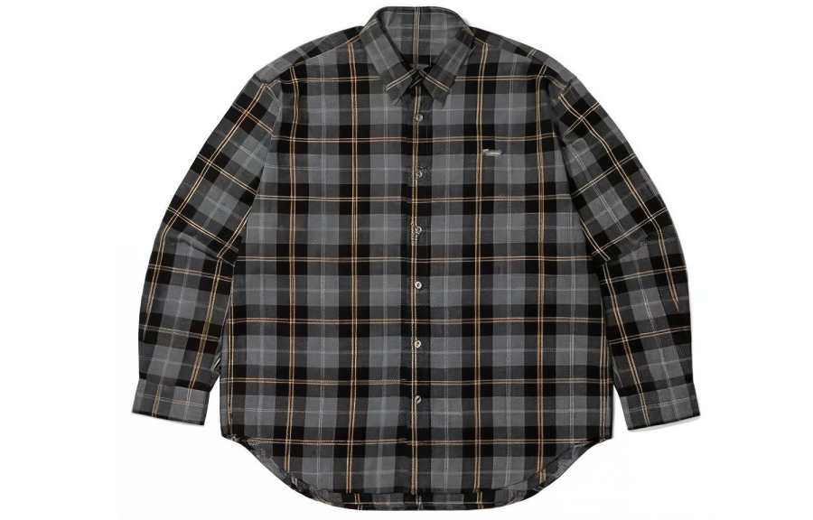 MADNESS Shirts Unisex Gray Yellow Pointed Collar Moderate Shirt