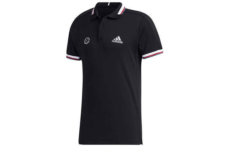 Adidas Adidas Polo Shirts Men's Black Polo Collar Moderate Straight Fit