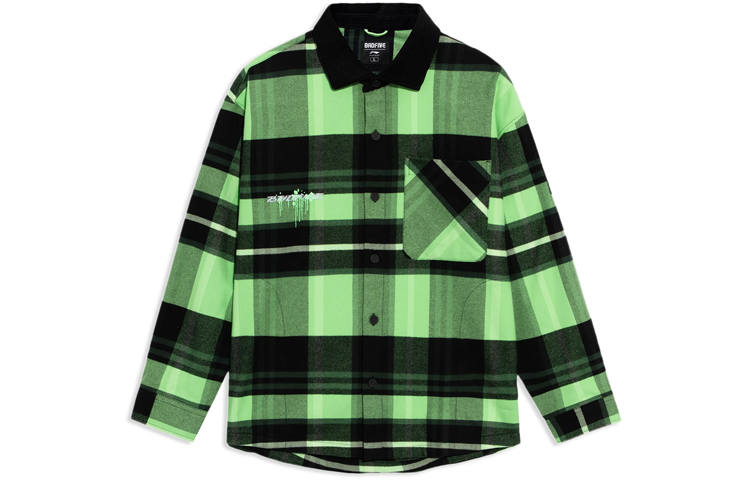 Li-Ning Li Ning BADFIVE Shirts Men's Green Square Collar Moderate Shirt