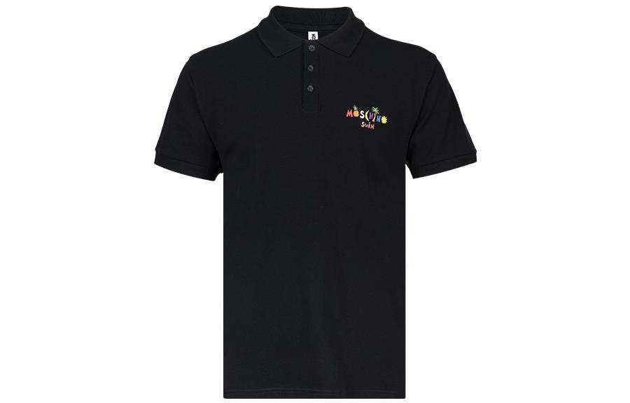 MOSCHINO Polo Shirts Men's Black Polo Collar Moderate Straight Fit