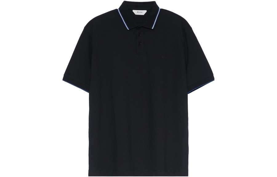 Zzegna Polo Shirts Men's Black Polo Collar Moderate