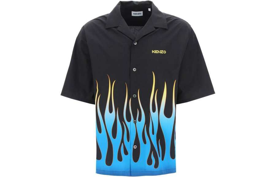 KENZO KENZO Shirts Men's Black Lapel Moderate Other