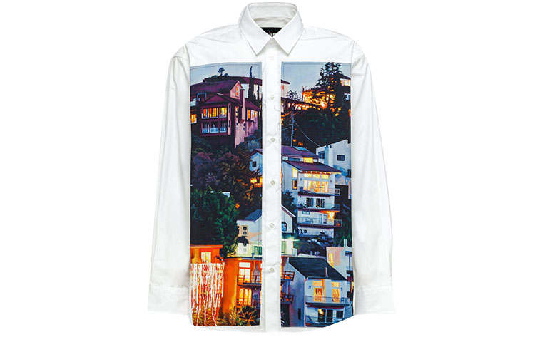 MSGM Shirts Men's White Pointed Collar Moderate Shirt