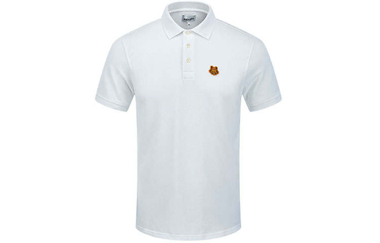 KENZO Polo Shirts Men's White Polo Collar Moderate Straight Fit