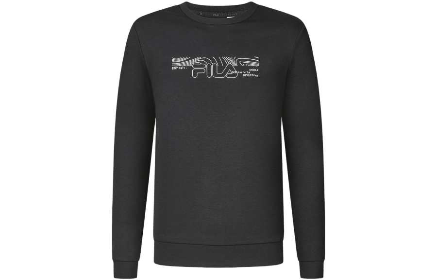 FILA Sweatshirts Men's Pitch Black Crew Neck Moderate Regular