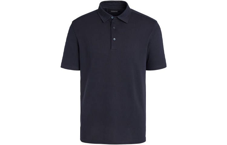 Ermenegildo Zegna Polo Shirts Men's Marine Blue Polo Collar Moderate Straight Fit