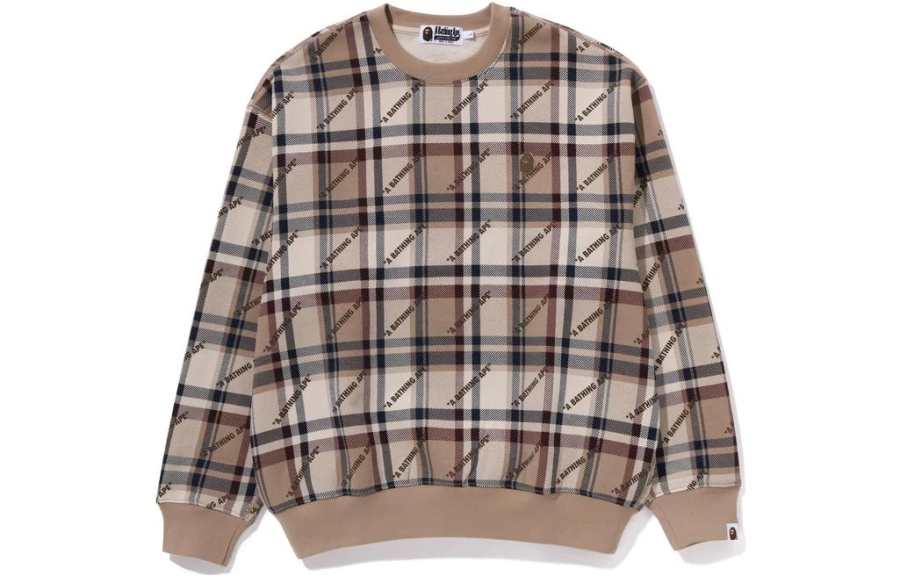 A BATHING APE Bape A BATHING APE Logo Check Pattern Crewneck