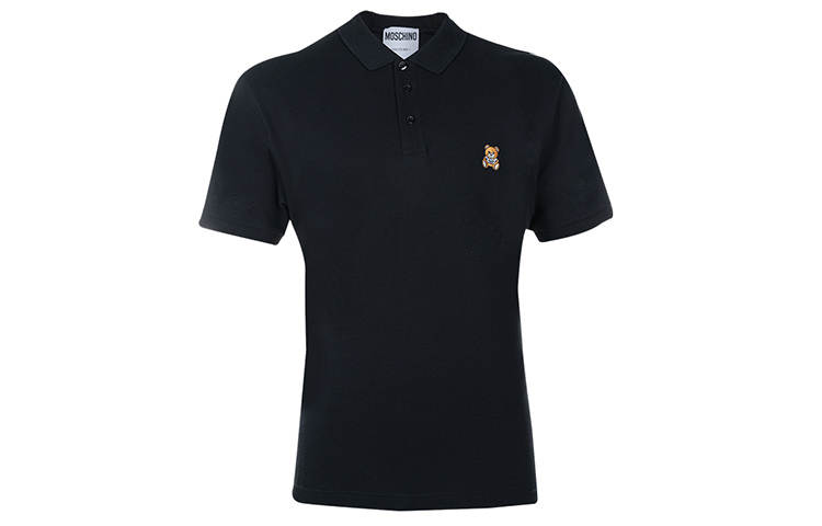 MOSCHINO Polo Shirts Men's Black Polo Collar Moderate Straight Fit