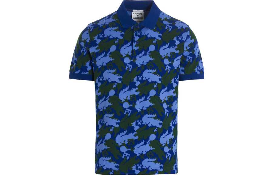 LACOSTE Polo Shirts Men's Blue Pointed Collar Moderate Straight Fit
