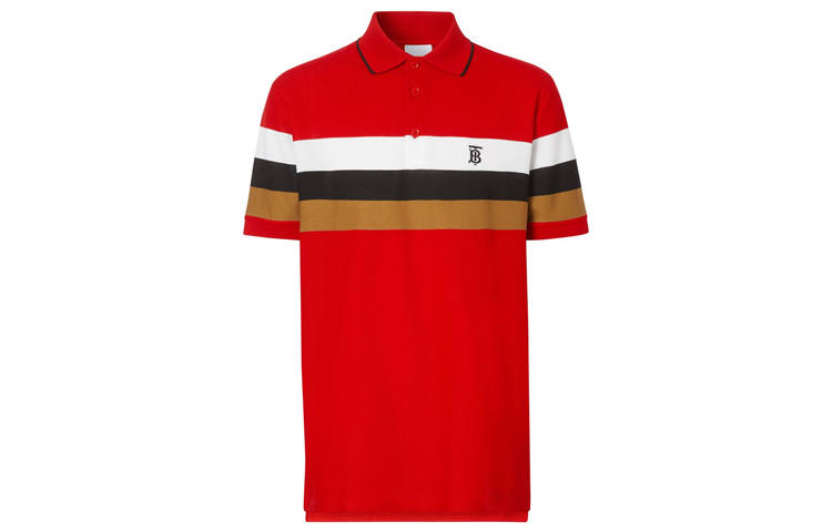 Burberry Polo Shirts Men's Bright Red Polo Collar Moderate Straight Fit