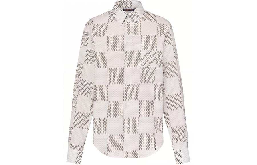 LOUIS VUITTON Damier Long-Sleeved Classic Cotton Shirt