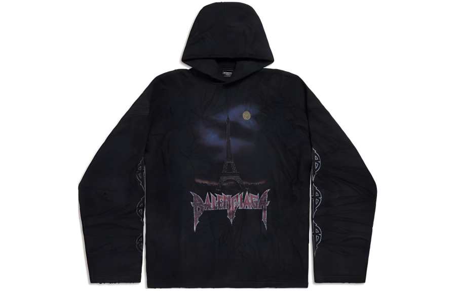 Balenciaga Paris Moon crinkled fleece hoodie