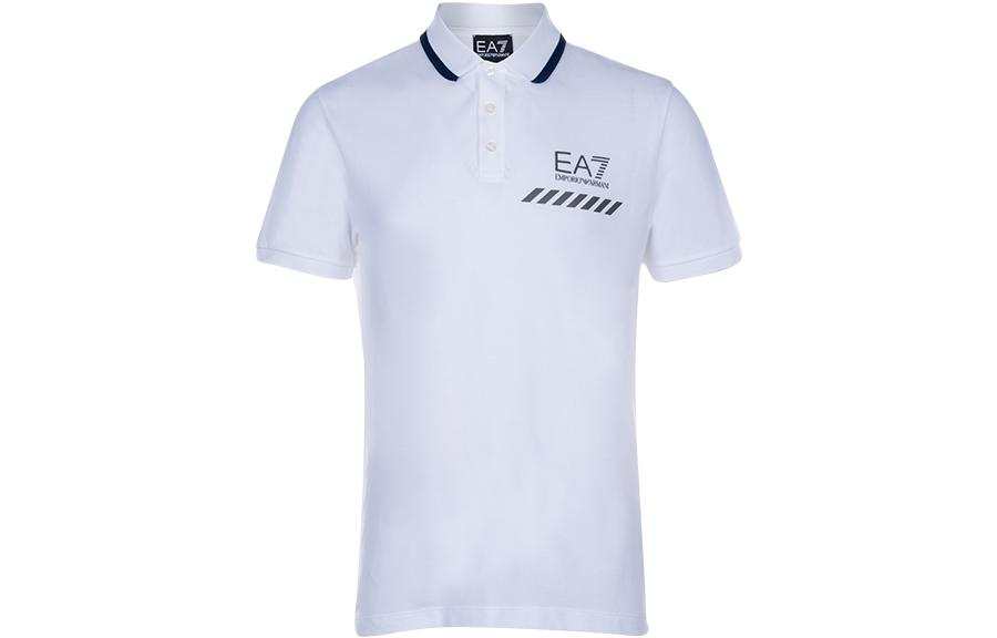 EMPORIO ARMANI Polo Shirts Men's White Polo Collar Moderate Straight Fit