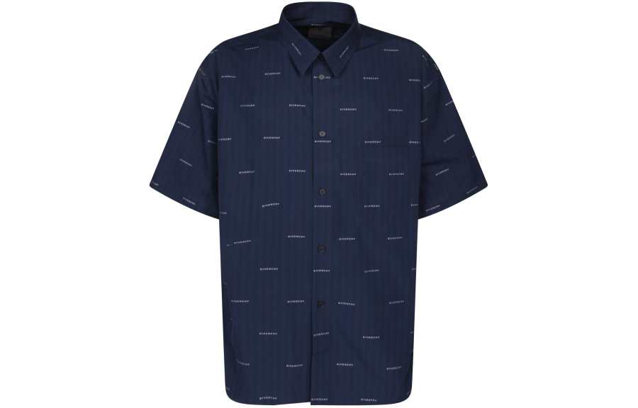 Givenchy Givenchy Allover Logo Striped Short Sleeved Shirt