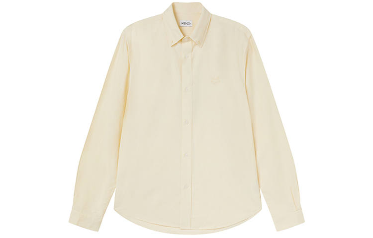 KENZO Classic Tiger Head Shirts Men's Yellow Lapel Moderate Shirt