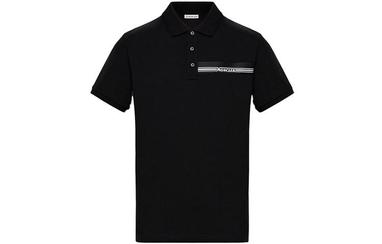 Moncler Polo Shirts Men's Black Polo Collar Moderate Straight Fit