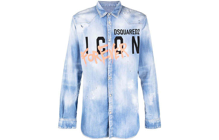 DSQUARED 2 DSQUARED 2 Shirts Men's Blue Lapel Moderate Denim