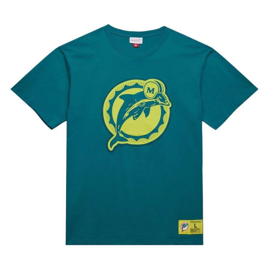 Mitchell Ness x NFL Aqua Miami Dolphins Neon Nights Premium T Shirt T Shirt Men's Lake Green