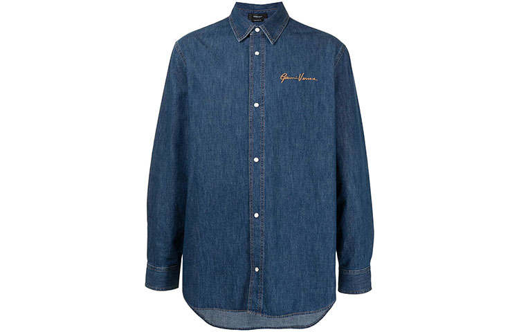 VERSACE VERSACE Shirts Unisex Blue Pointed Collar Moderate Other