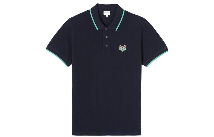 KENZO Polo Shirts Men's Midnight Blue Polo Collar Moderate Straight Fit