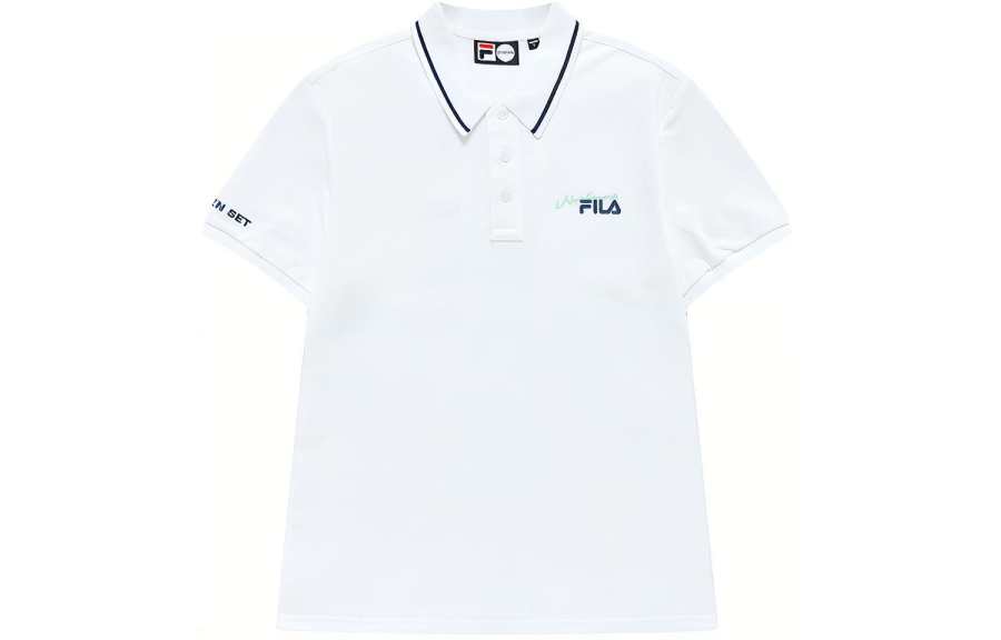 FILA FUSION Polo Shirts Men's Standard White Polo Collar Moderate Straight Fit