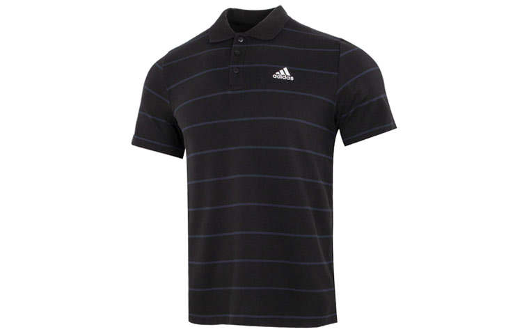 Adidas Adidas Polo Shirts Men's Black Polo Collar Moderate Straight Fit