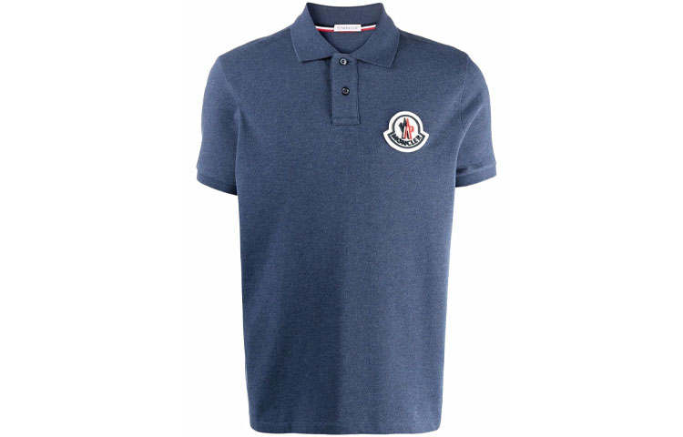 Moncler FW21 Polo Shirts Men's Blue Polo Collar Moderate Other