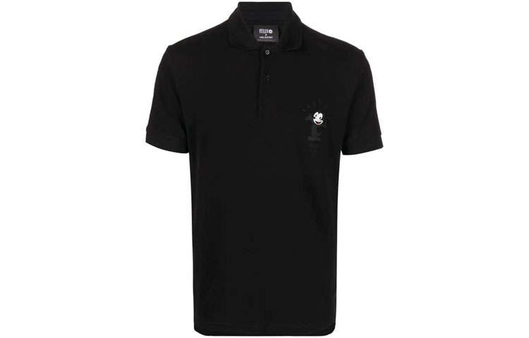 Neil Barrett Polo Shirts Men's Black Polo Collar Moderate Straight Fit