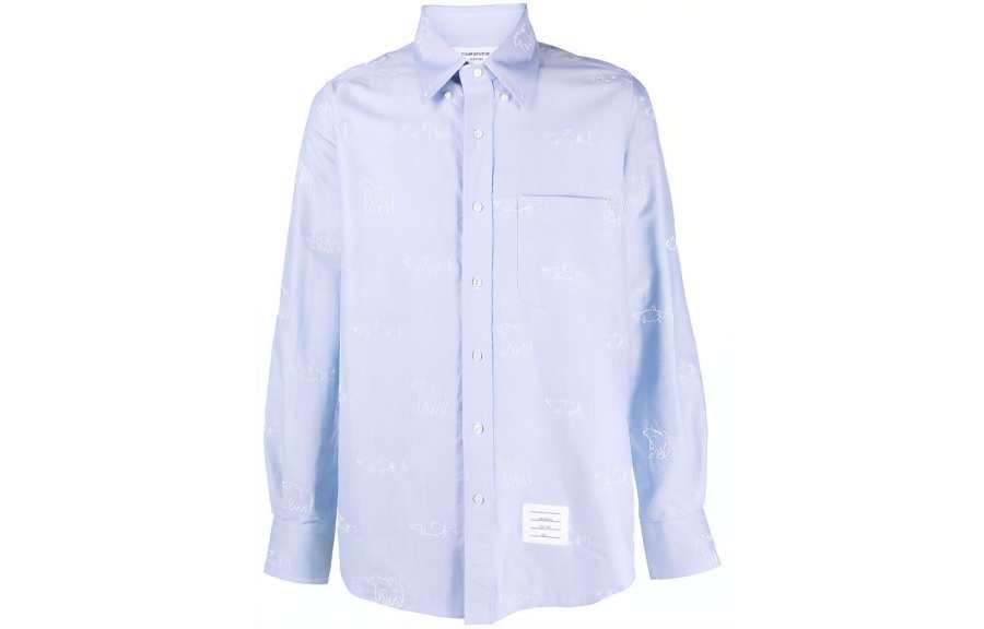 THOM BROWNE THOM BROWNE Shirts Men's Sky Blue Lapel Moderate Other