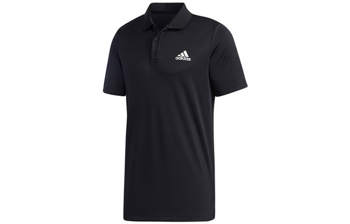 Adidas Adidas Polo Shirts Men's Black Polo Collar Moderate Straight Fit