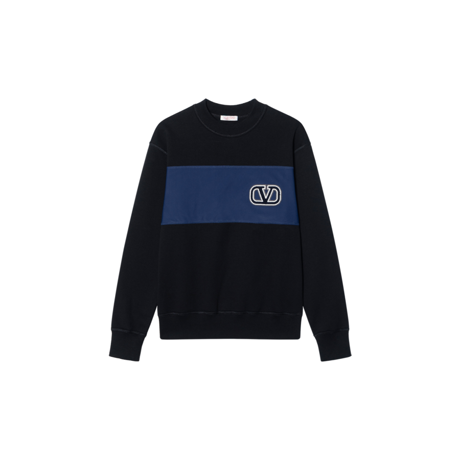 Valentino Sweatshirts Men's Black Crew Neck Moderate Regular