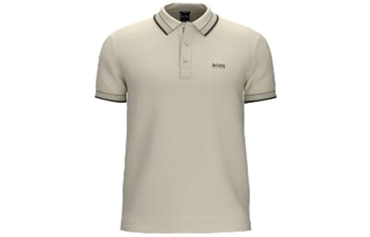 HUGO BOSS Polo Shirts Men's Khaki Polo Collar Moderate Straight Fit