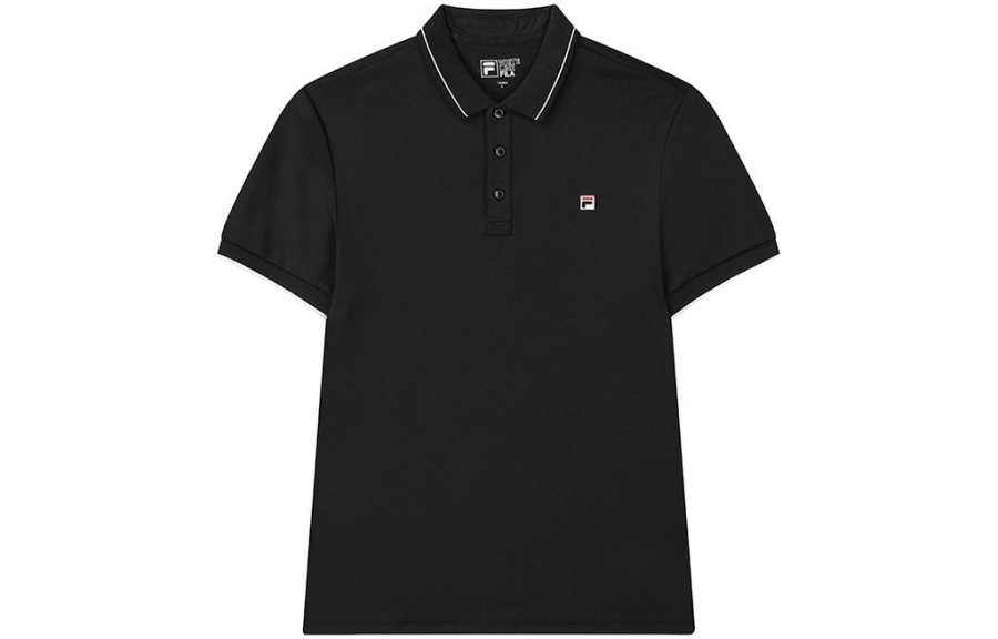FILA Polo Shirts Men's Black Polo Collar Moderate Straight Fit