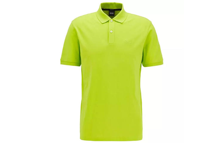 HUGO BOSS Polo Shirts Men's Yellow Polo Collar Moderate Straight Fit