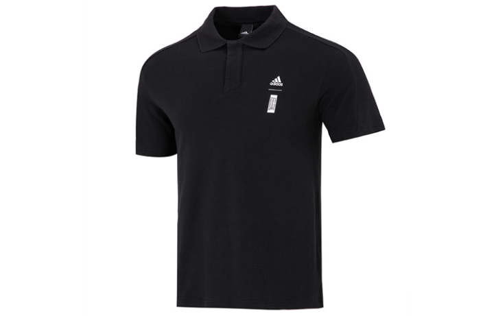 Adidas Adidas Polo Shirts Men's Black Polo Collar Moderate Straight Fit