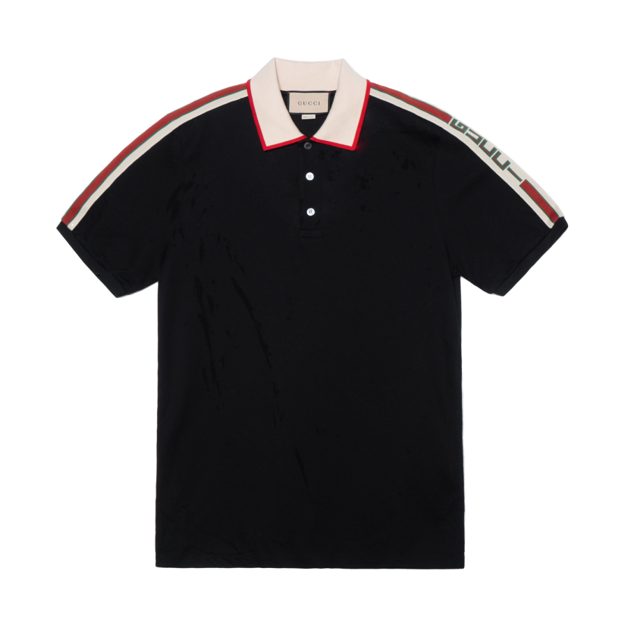 GUCCI Polo Shirts Men's Black Polo Collar Moderate