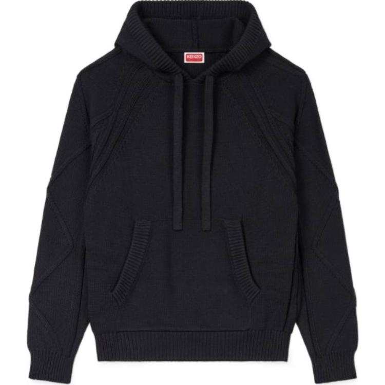 KENZO Hand Embroidered Cable Knitted Hoodie