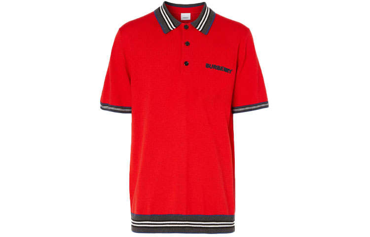 Burberry Polo Shirts Men's Red Polo Collar Moderate Straight Fit