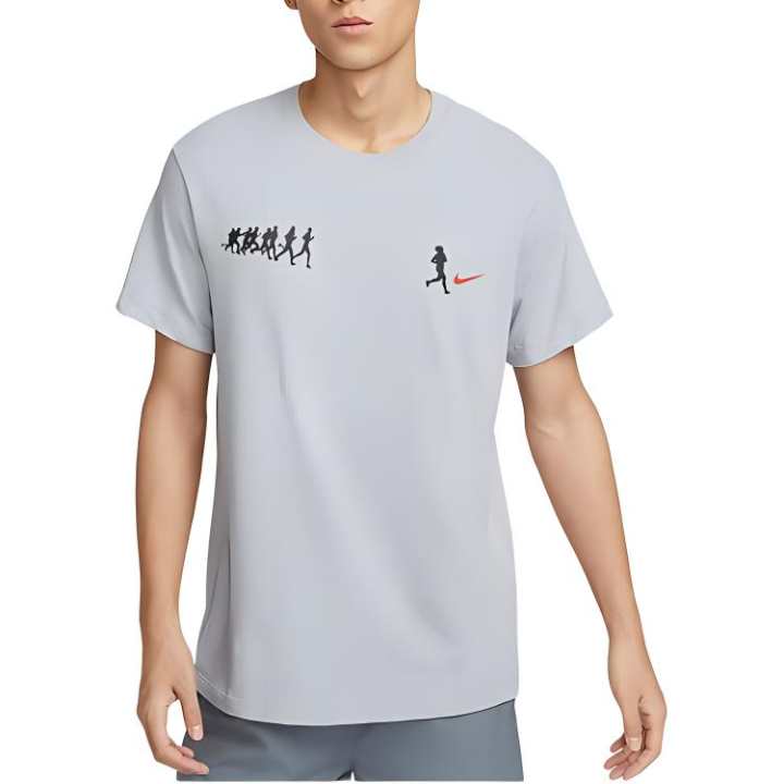Nike Nike T Shirts Men's Gray White Crew Neck Moderate Straight Fit
